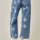 Korrine Printed Barrel Denim Jeans in Dark Denim