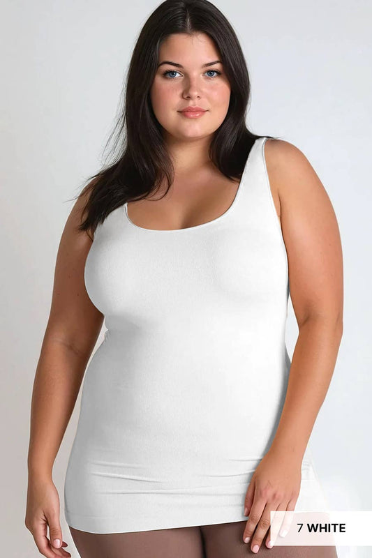 Zoey Plus Size Tank Top Jersey in White
