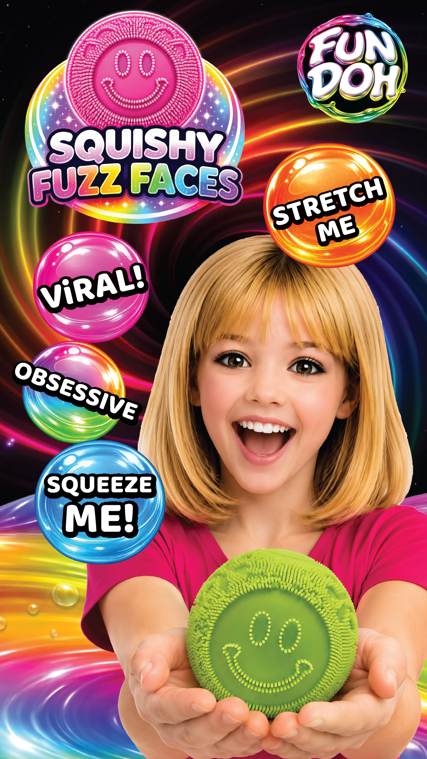 Fun Doh Fuzzy Face Squishy Sensory Toy Variety - 12/Display: Wholesale Price