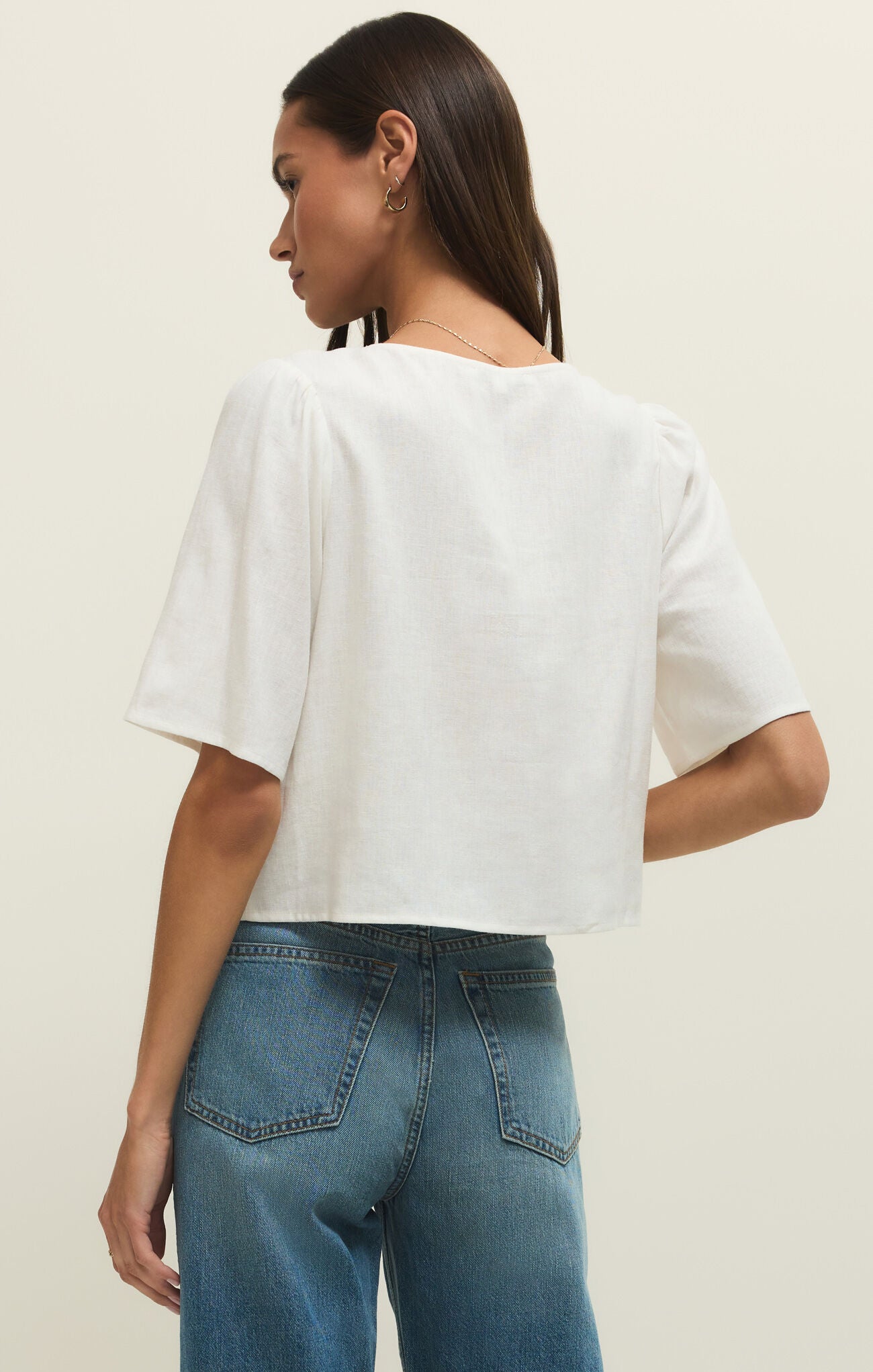 La Belle Linen Top in White