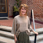 Heathered Crew Neck Half Sleeve Boxy Pullover in Tan
