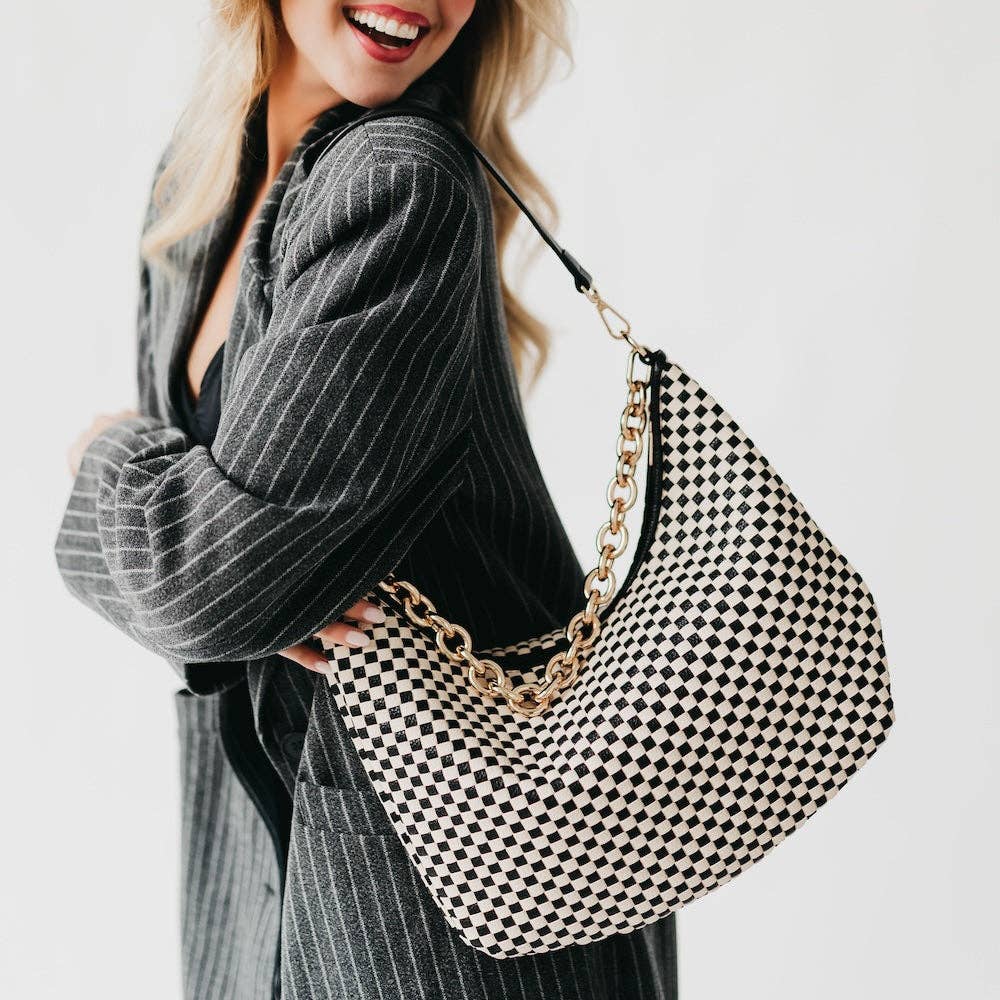 Sienna Slouchy Woven Shoulder Bag in Brown