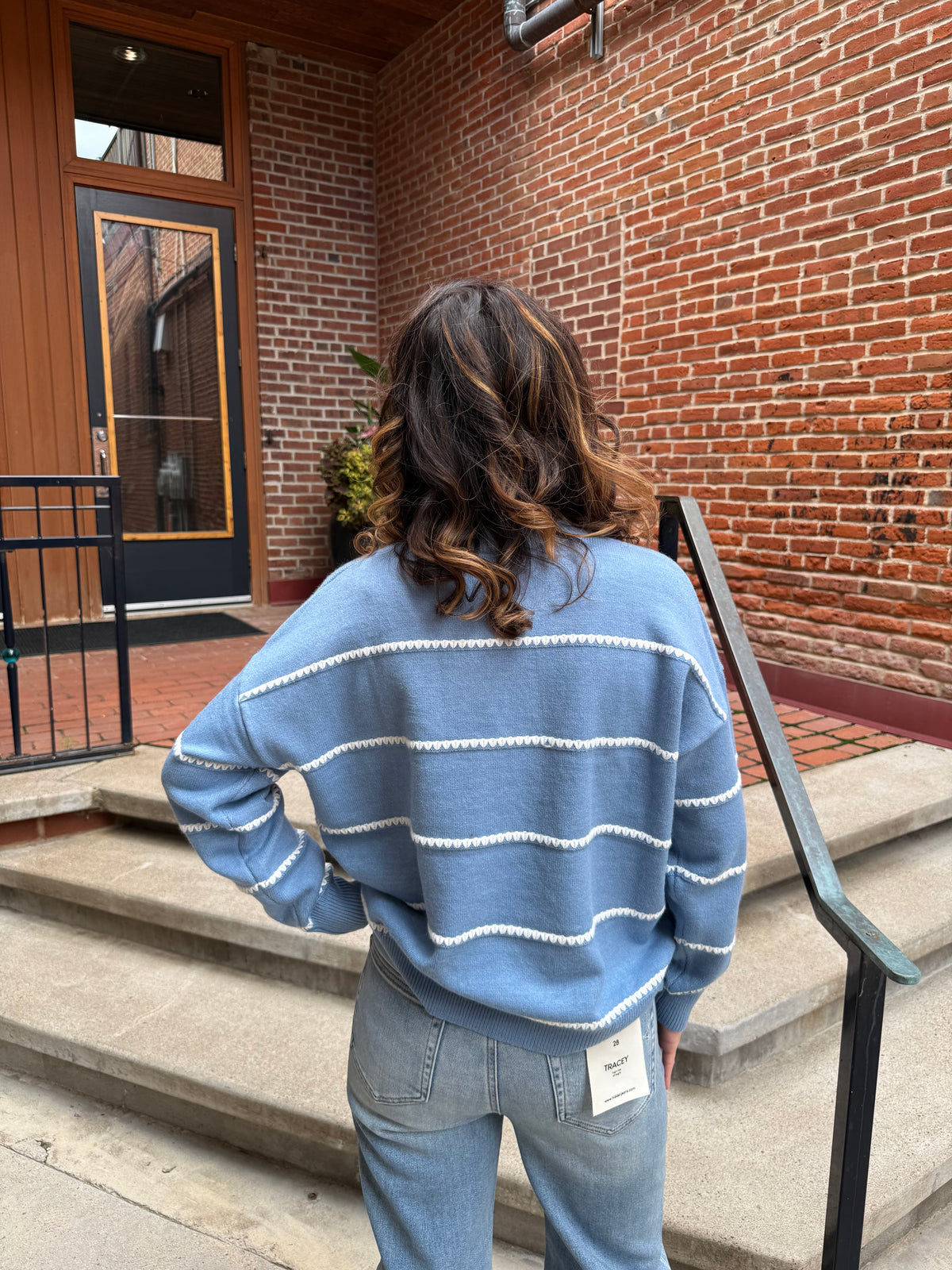 Hannah Striped Sweater in Light Blue