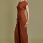 Sara Waist Shirring Jumpsuit in Brown