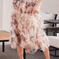 Joni Floral Ruffled Mesh Skirt in Ecru