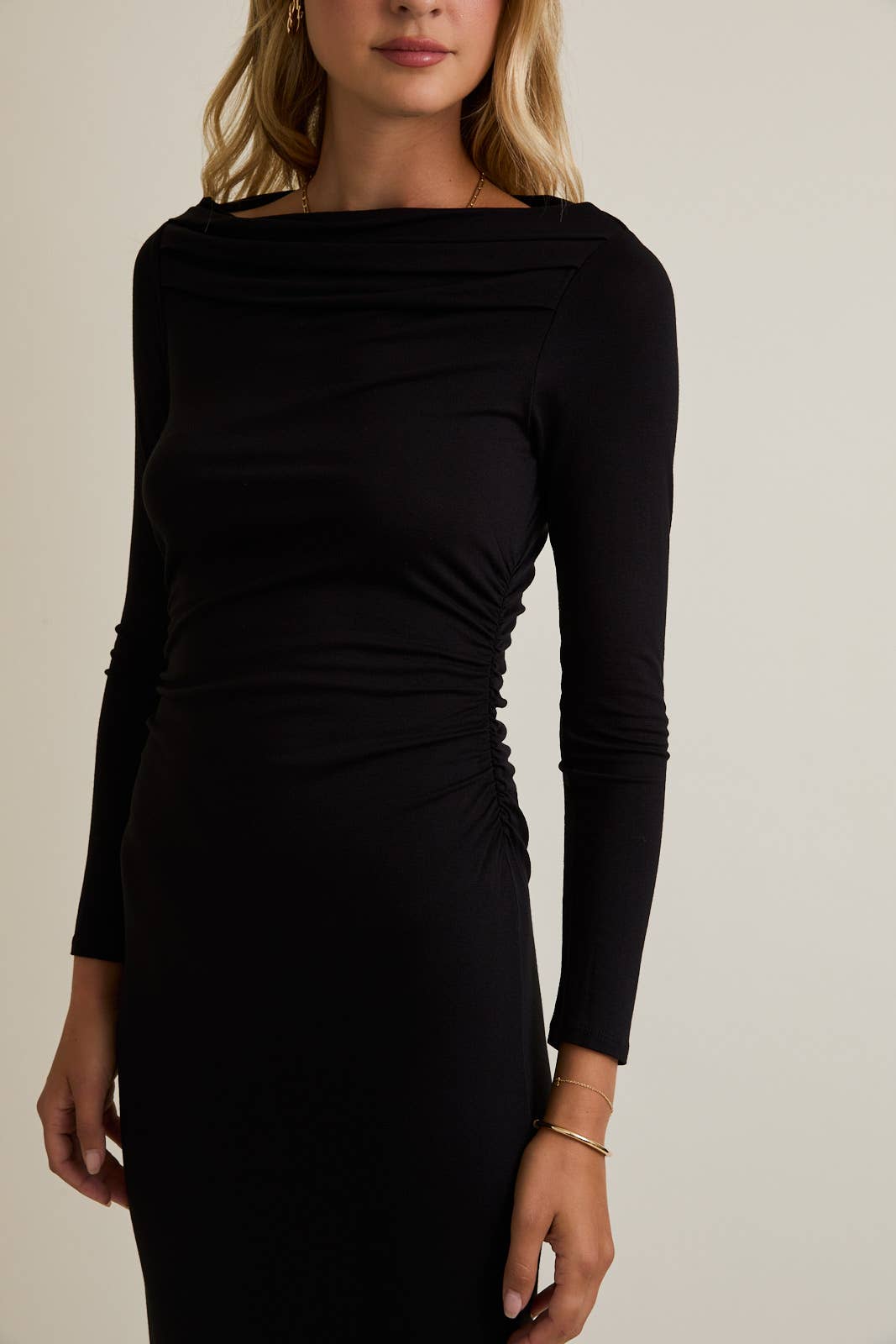 Marah Black Long Sleeve Maxi Dress in Black