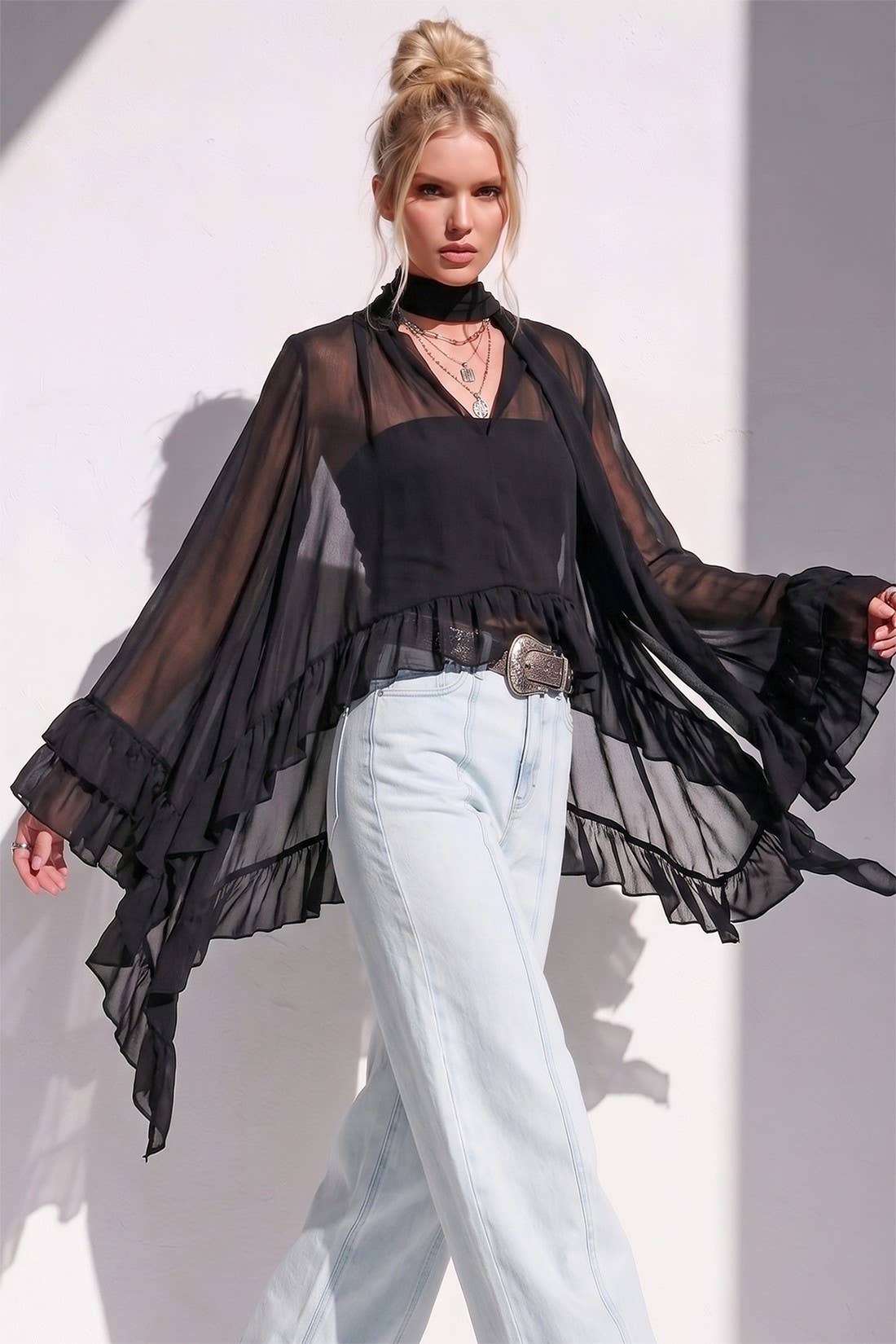 Molly Ruffled Blouse in Black
