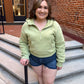 Drea Half-Zip Hoodie in Sage