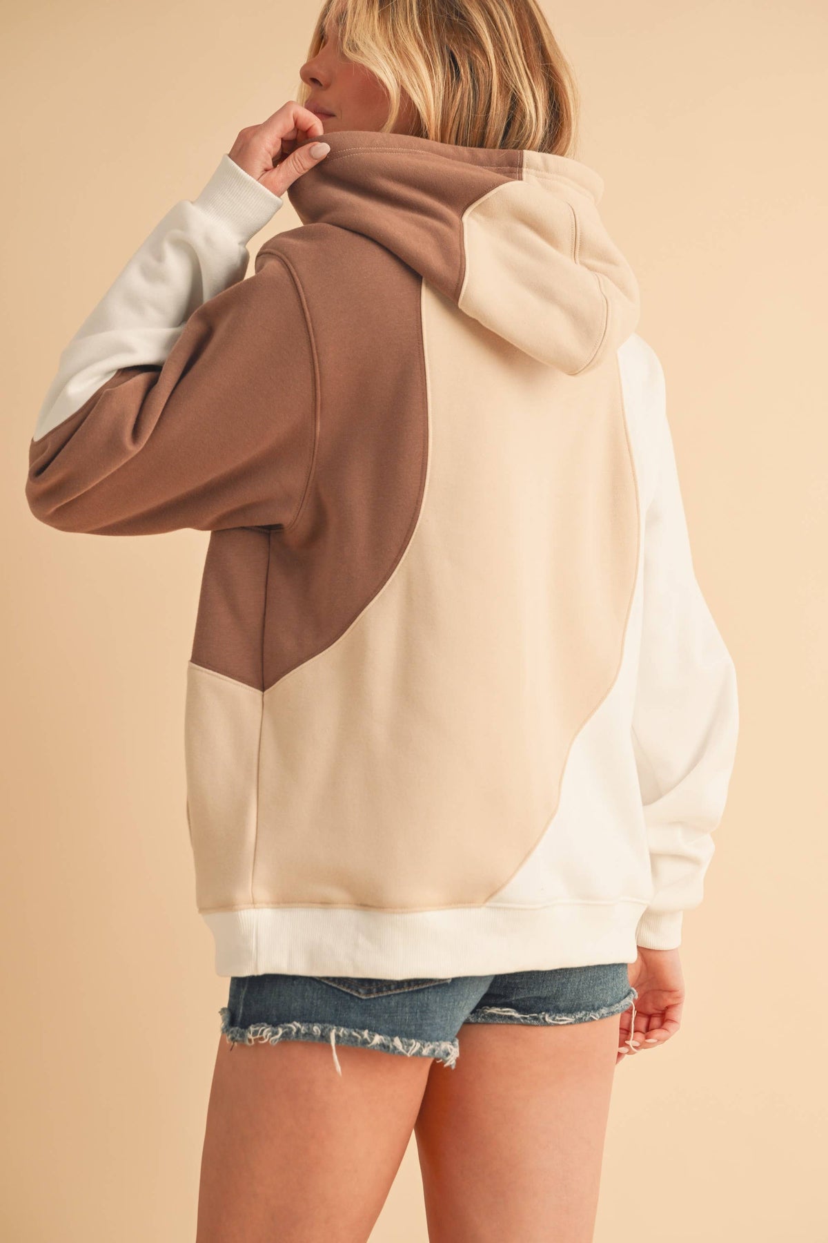 Whitney Wavey Hoodie in Sand