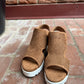 Amy Sandal Wedge in Tan