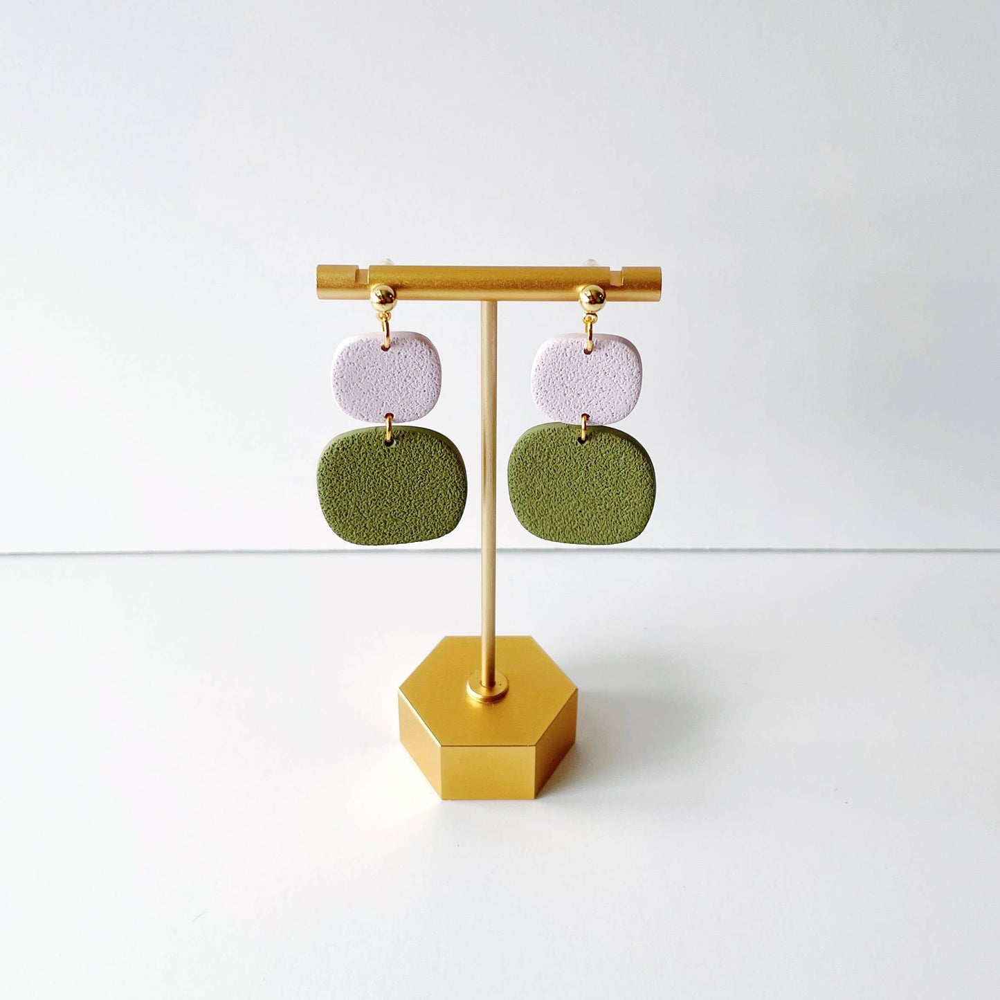 Coraline Organic Square Olive Earrings
