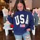 Navy USA 4th Of July Embroidered Mockneck