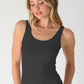 Zoey Plain Jersey Short Length Tank in Black