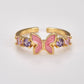 Pink Shell Butterfly Ring, Minimalist Ring Adjustable