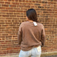 Melanie Mocha Acid Wash Fleece Pullover