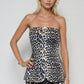 Ambria Leopard Print Stretch Denim Tube Top