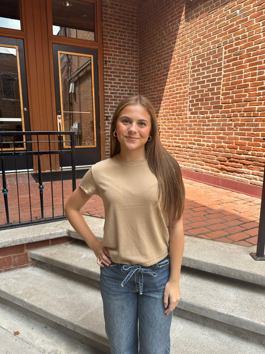 Tourist Knit Jersey Tee in Desert Tan