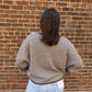 Lucille Stripe Raw Edge Drop Shoulder Knit Cardigan in Dark Brown