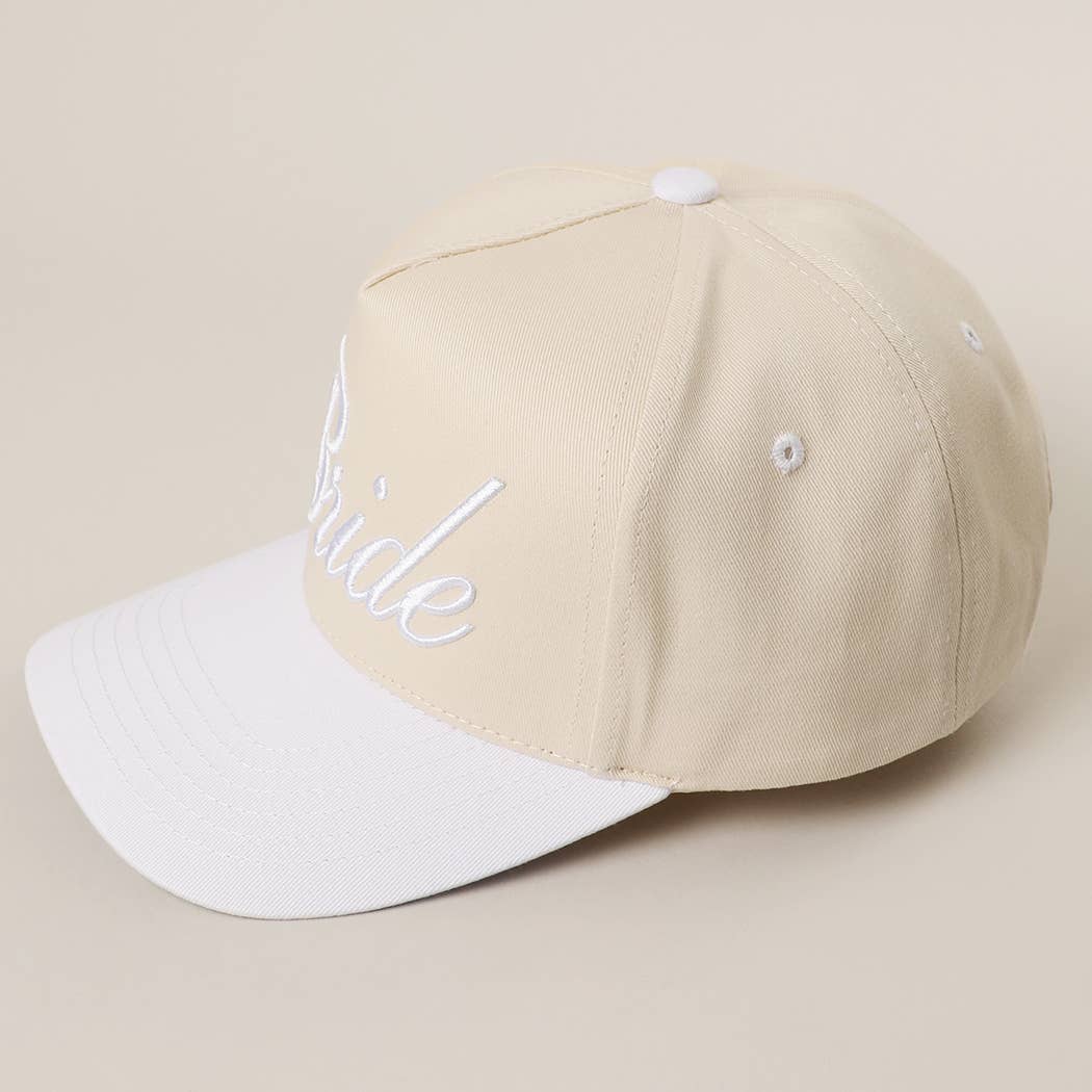 BRIDE Embroidered  Canvas Two-Tone Trucker Hat in White