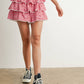 Aria Tiered Ruffle Mini Skort in Red