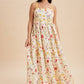 Cora Floral Scalloped Maxi Dress in Daffodil Creme