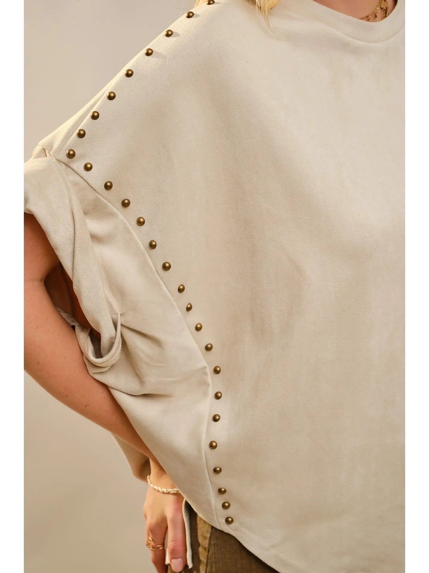 Renee Studded High Low Oversized Tee