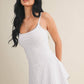 White Polka Dot Print Lace Trim Ruffle Mini Dress