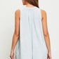 Clara Washed Denim Tie with Pleated Denim Romper Icy Denim