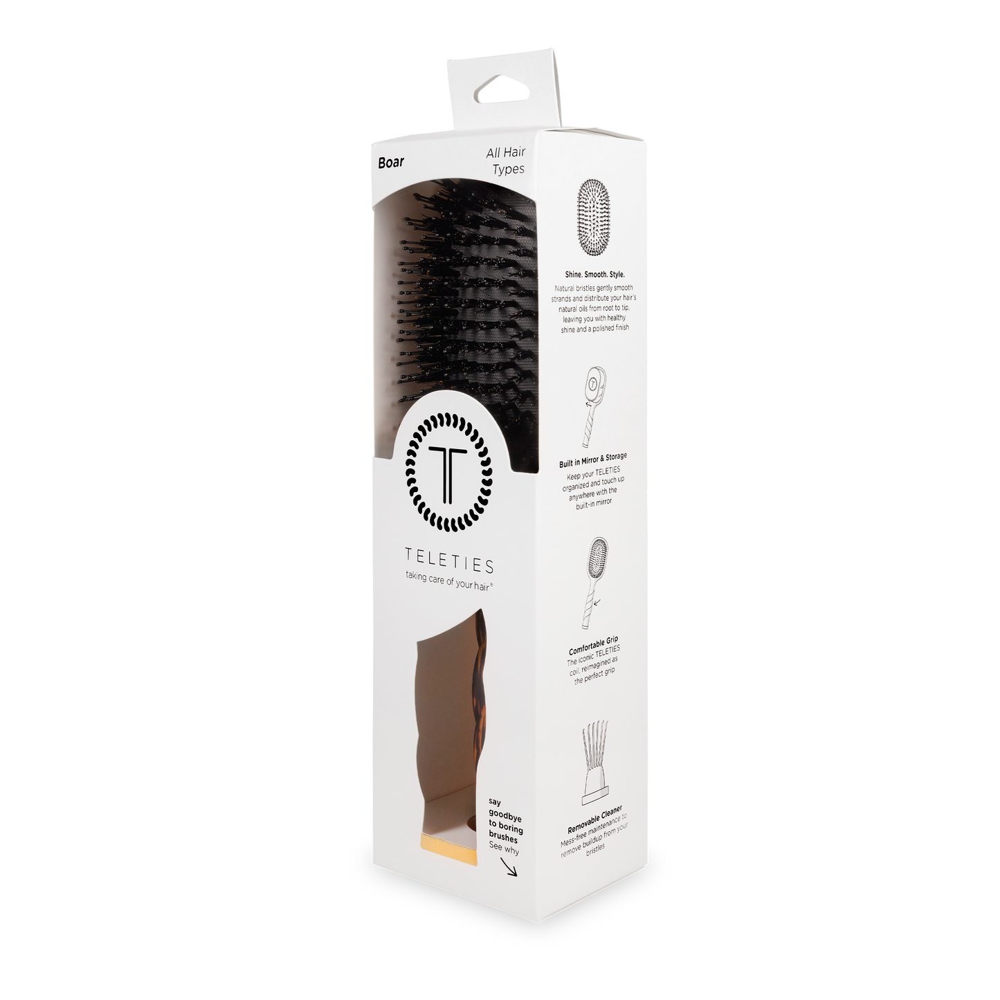 Boar Bristle Hair Brush in Tortoise