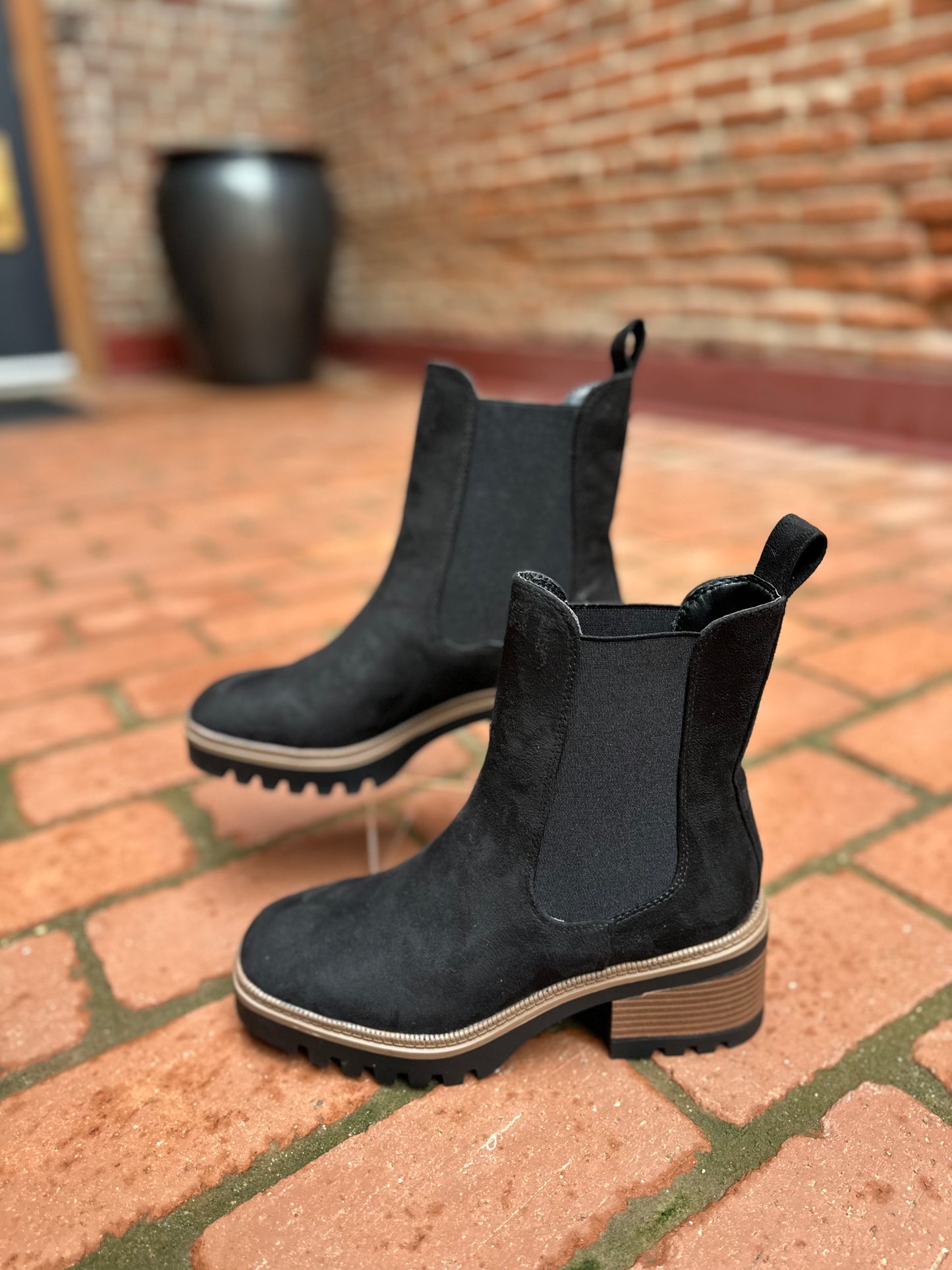 Jorey Black Lug Sole Block Heel