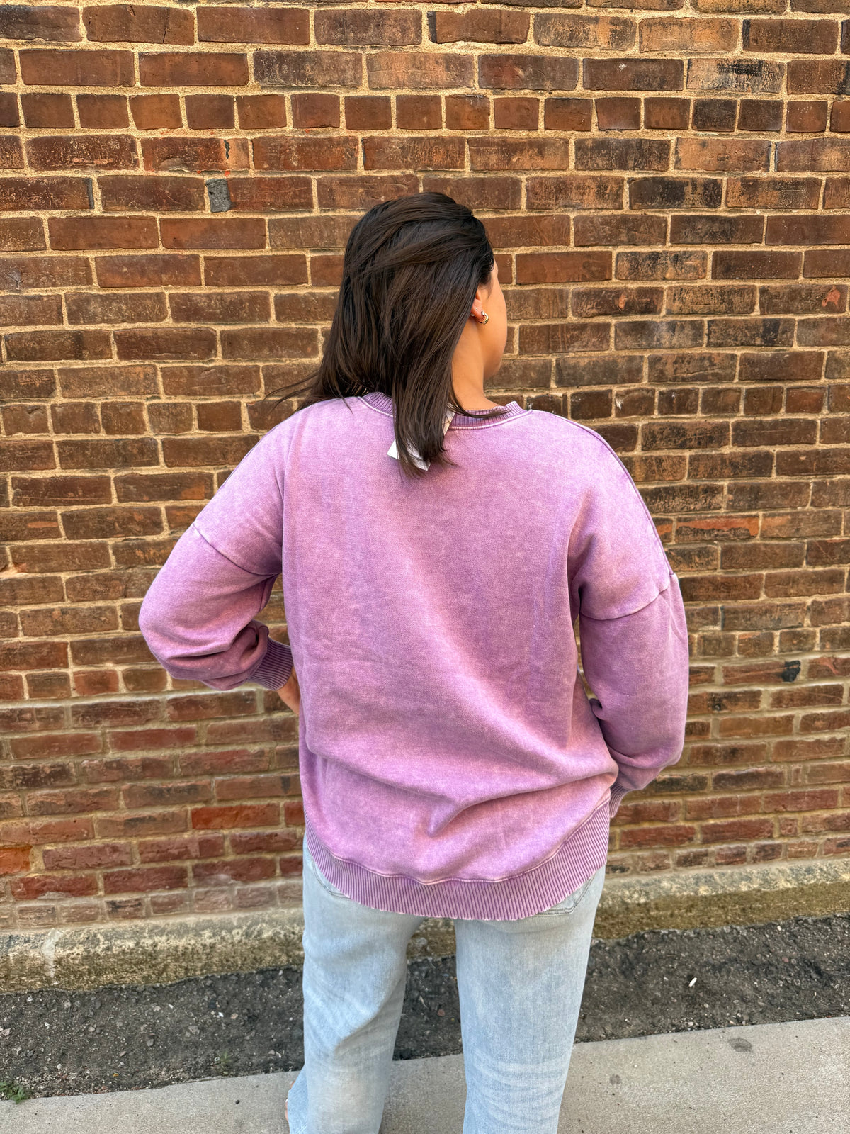 Melanie Violet Acid Wash Fleece Pullover