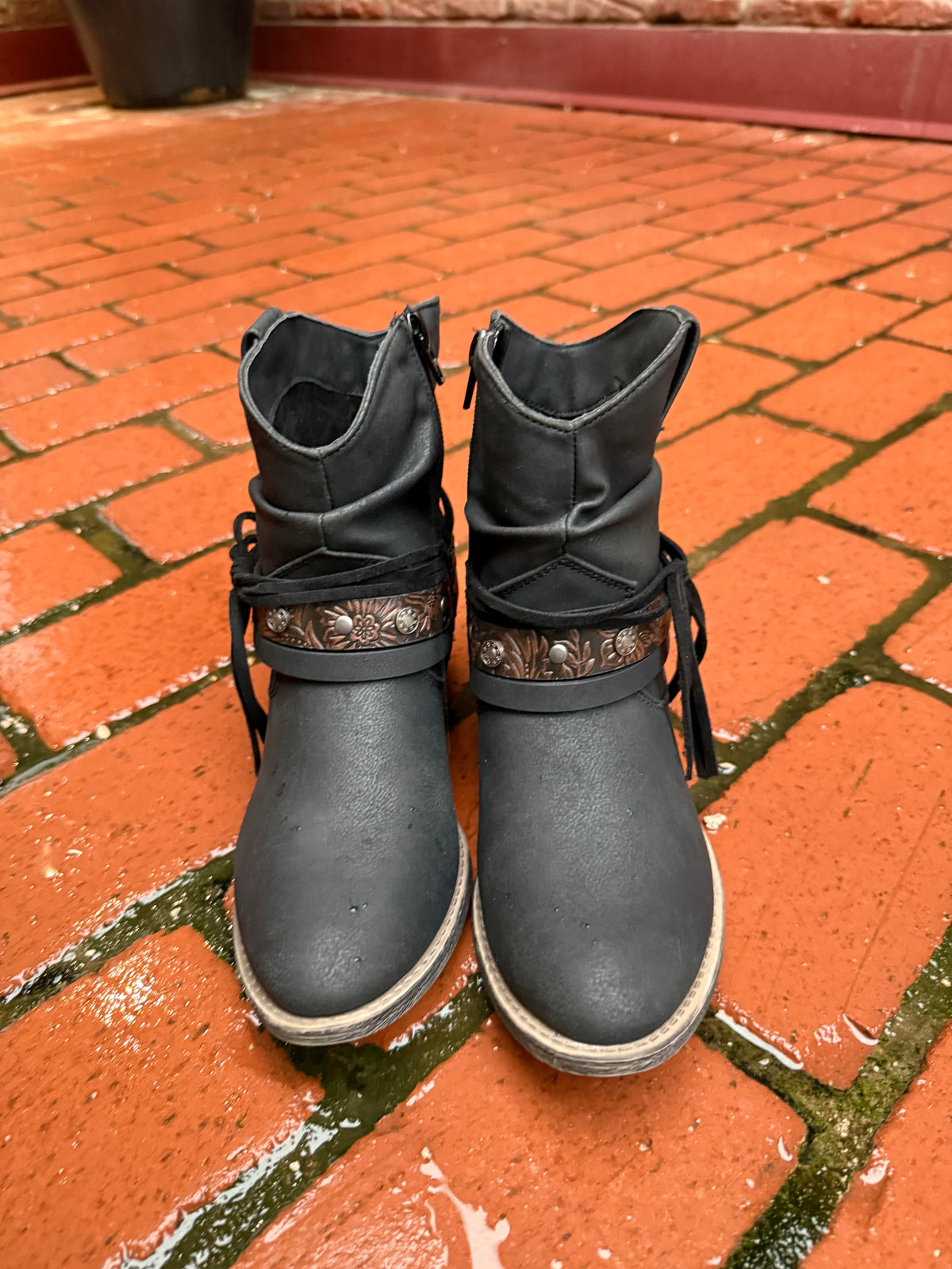 Clover Black Western Bootie