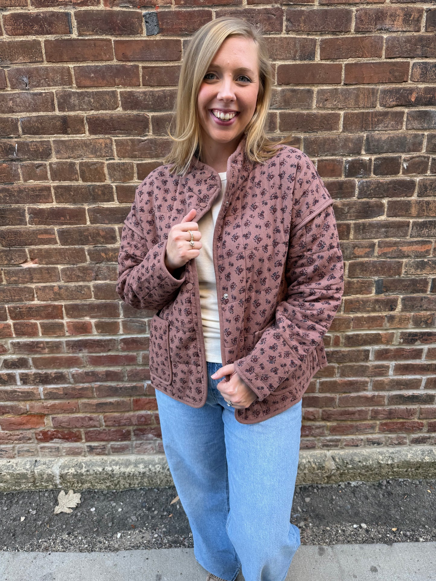 Ashley Button Down Coat in Ditsy Floral