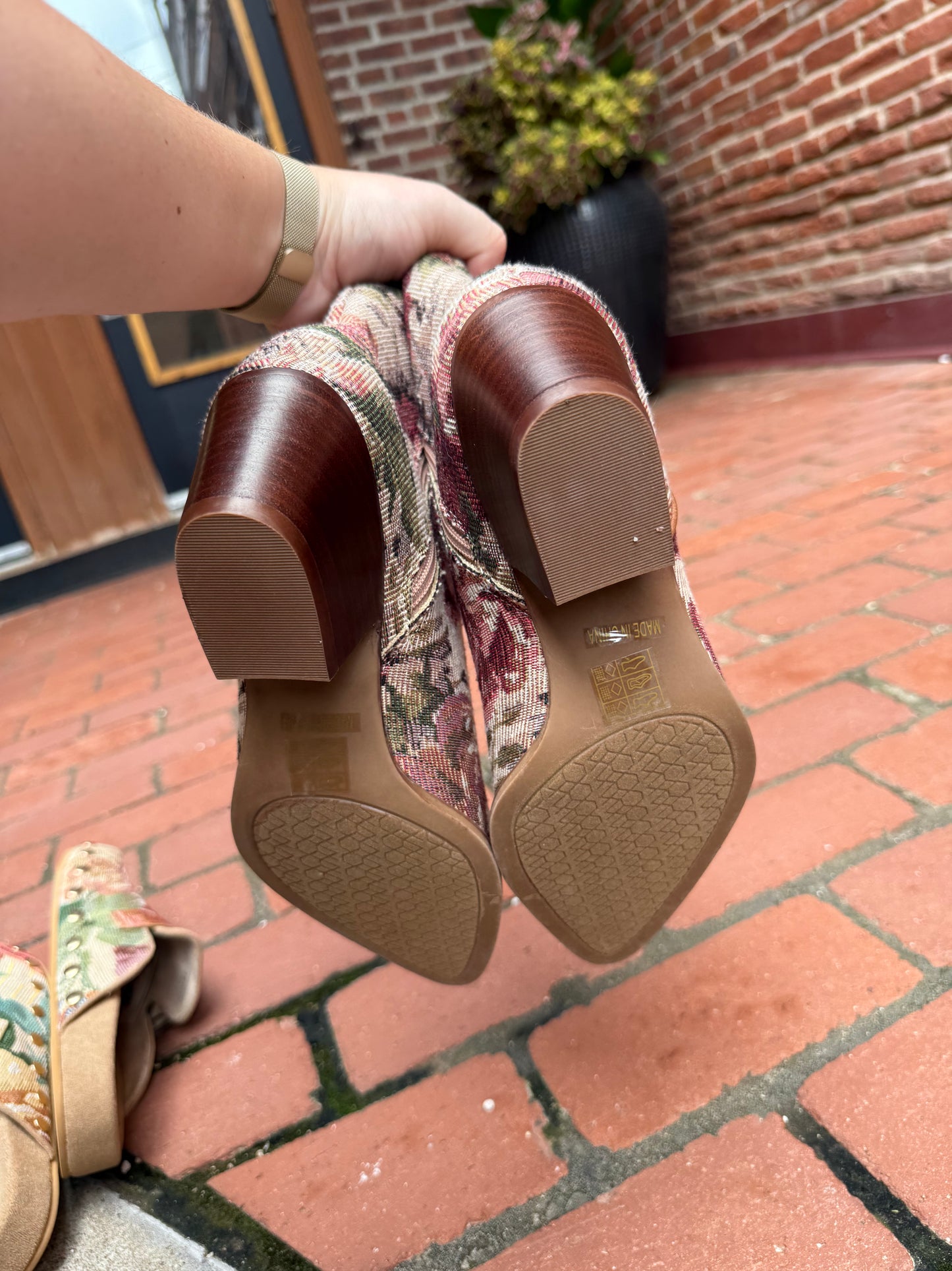 The Karina Mauve Tapestry Fall Bootie