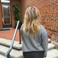 Addyson Bow Crew Sweater in Grey