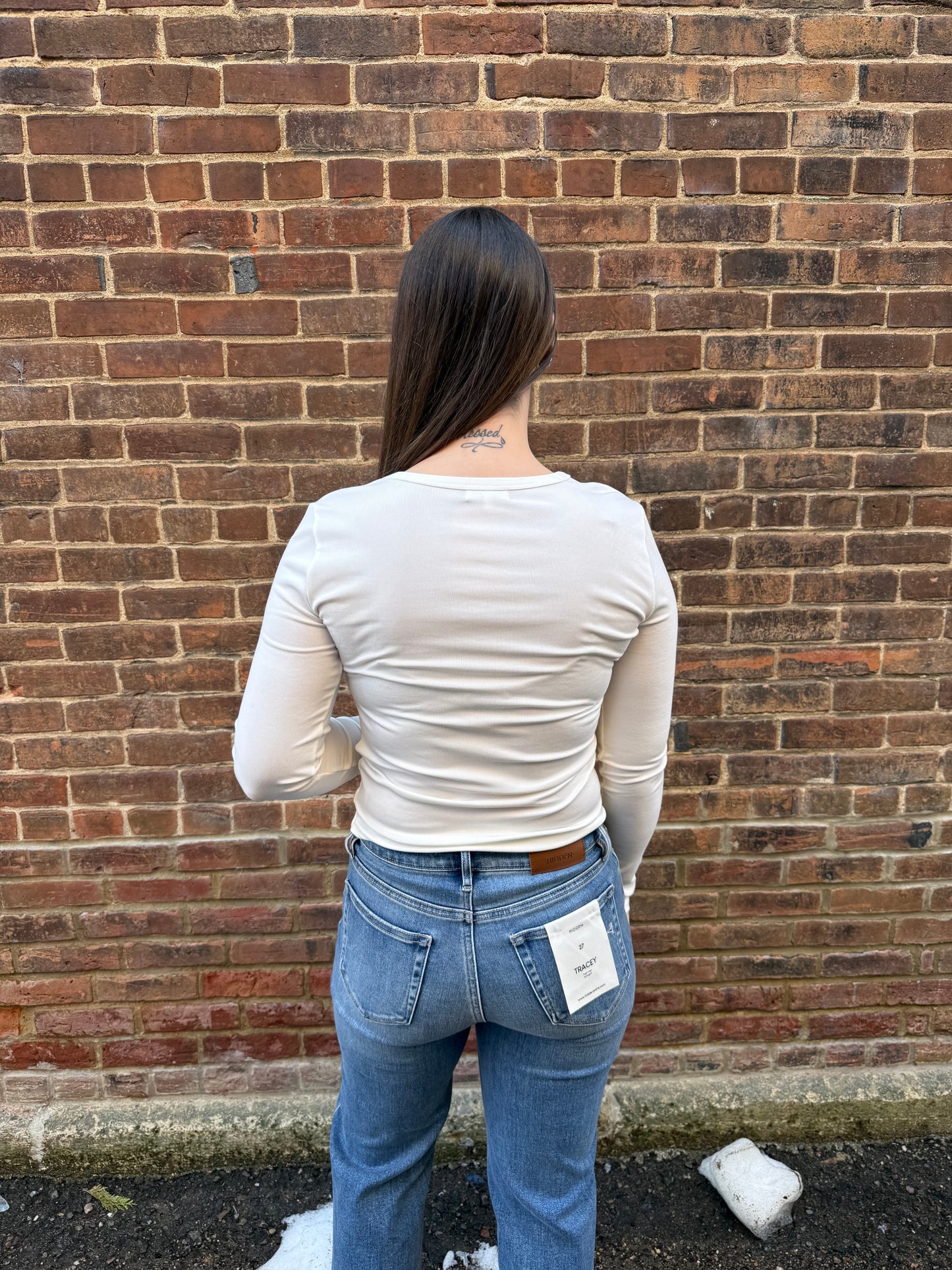 White Second Skin Crew Long Sleeve