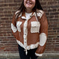 Kylie Open Knit Button Down in Rust