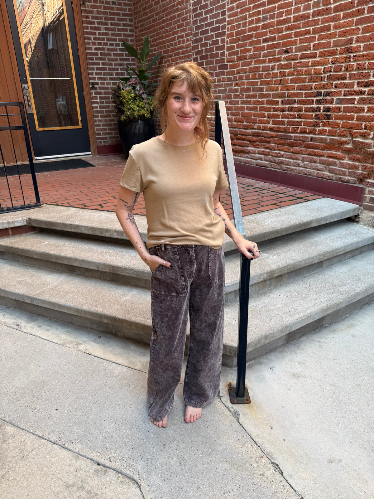 Julie Washed Corduroy Trousers in Eggplant