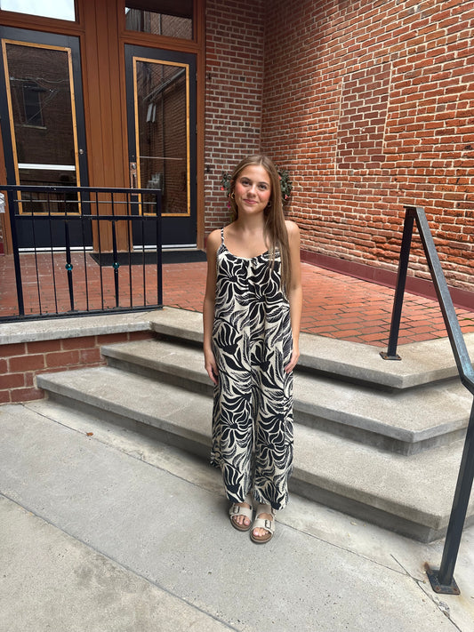 Flared Palm Jumpsuit