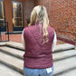 Alanna Quilted Vest Snap Buttons in Burgundy