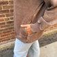 Melanie Mocha Acid Wash Fleece Pullover