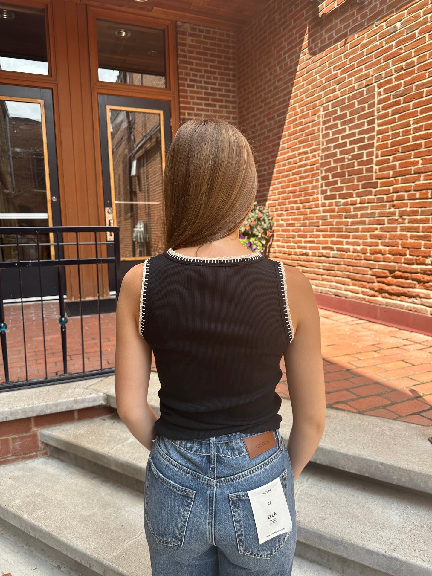 Social Whipstitch Tank in Black
