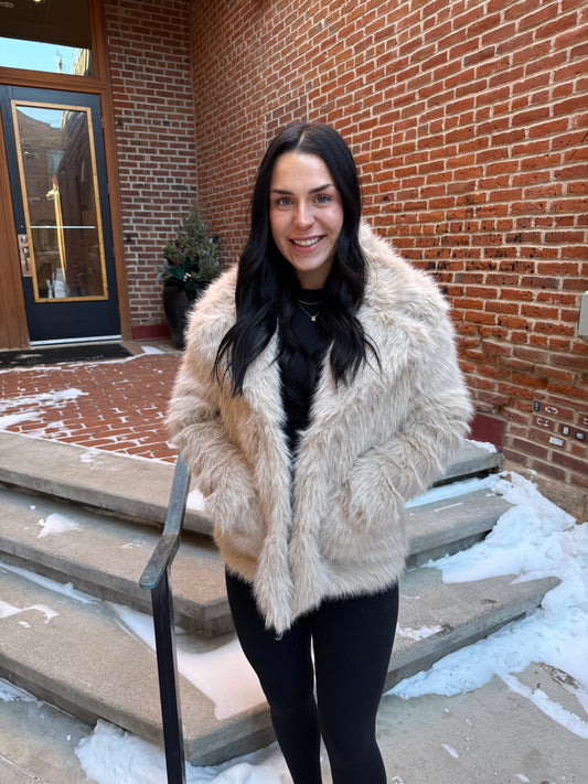 Diana Shaggy Notch Collared Faux Fur Coat