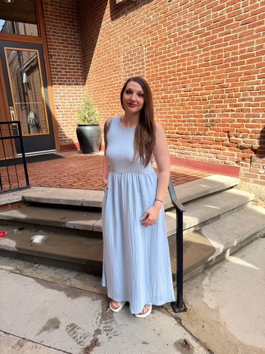 Charlotte Midi Dress in Light Blue