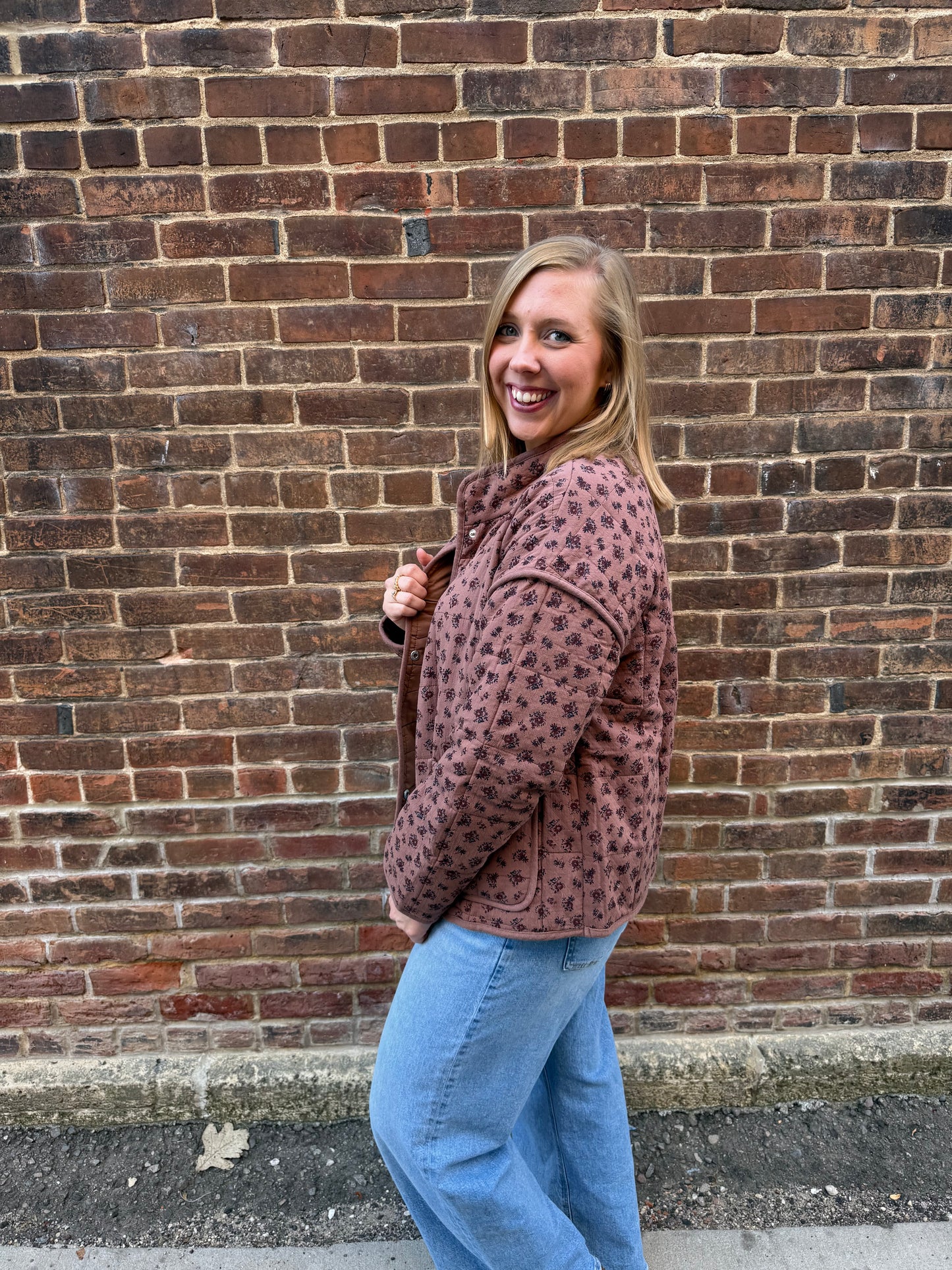 Ashley Button Down Coat in Ditsy Floral