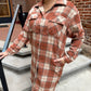 Cleo Rust, Cream & Brown Plaid Long Flannel
