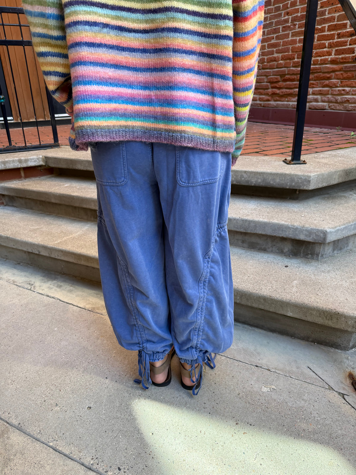 Klara Washed French Terry Drop Pocket Pant in French Blue