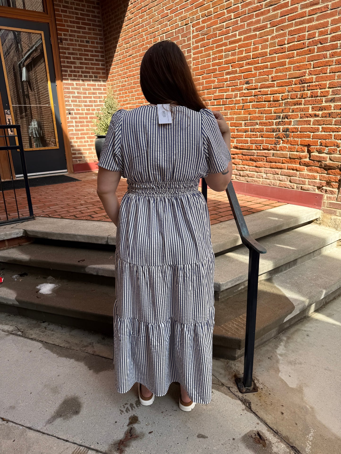 Amanda Striped Maxi Dress in Navy