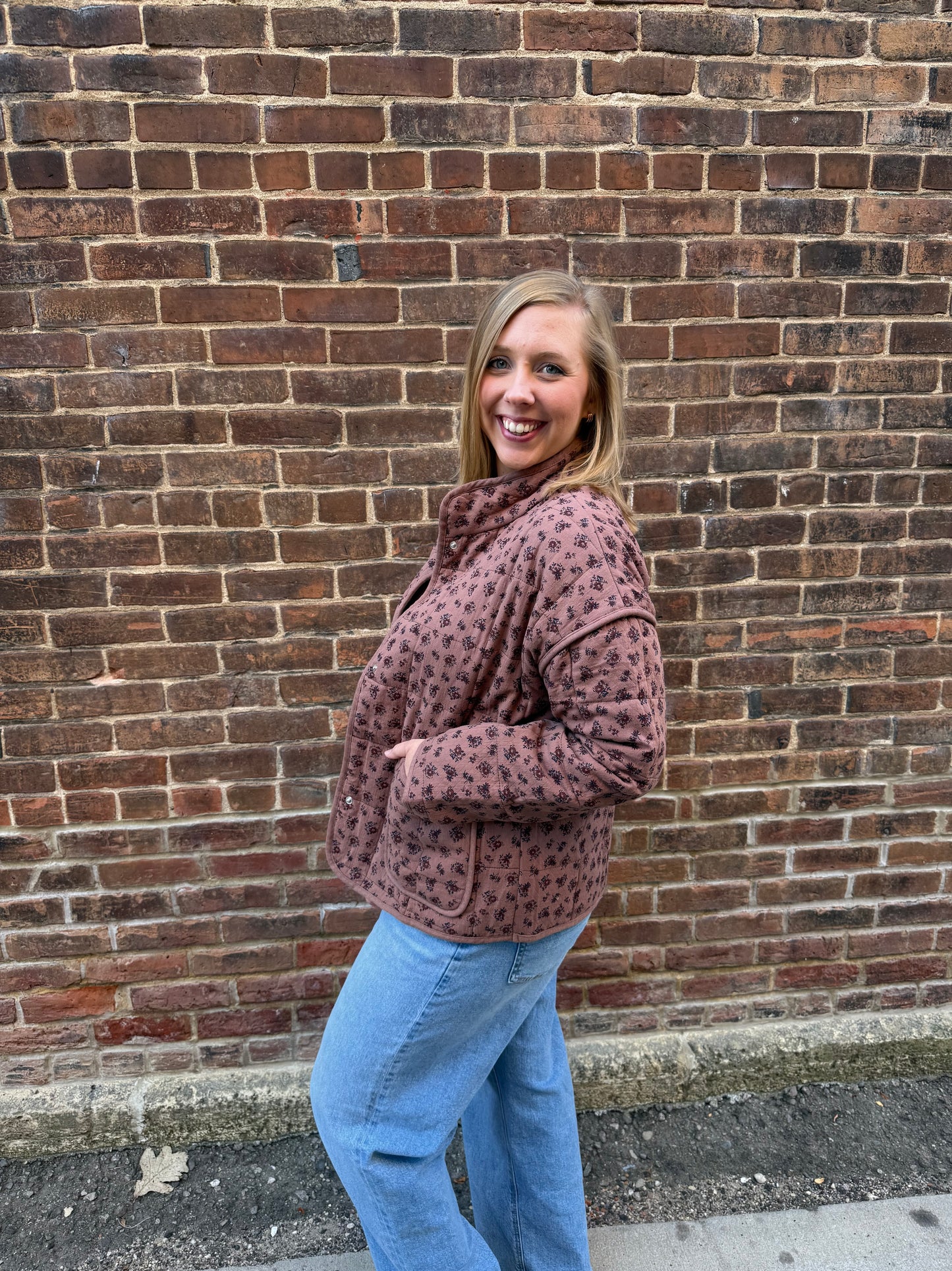 Ashley Button Down Coat in Ditsy Floral