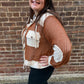 Kylie Open Knit Button Down in Rust